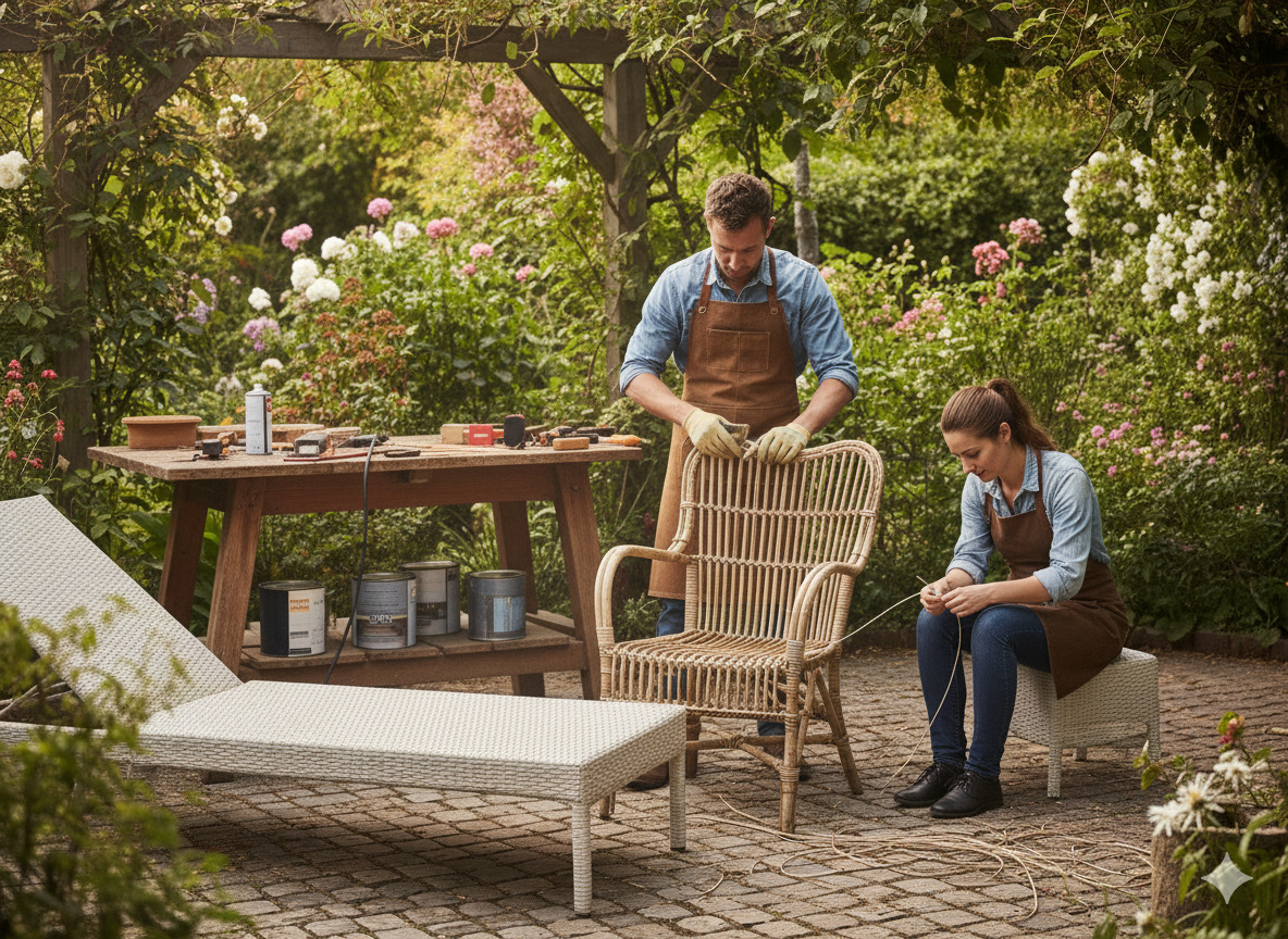 Woven material garden furniture restoration